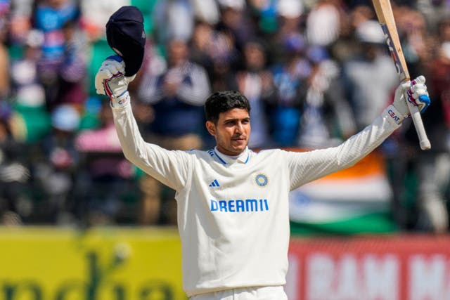 Shubman Gill’s unbeaten century helped take India into the lead (Ashwini Bhatia/AP)