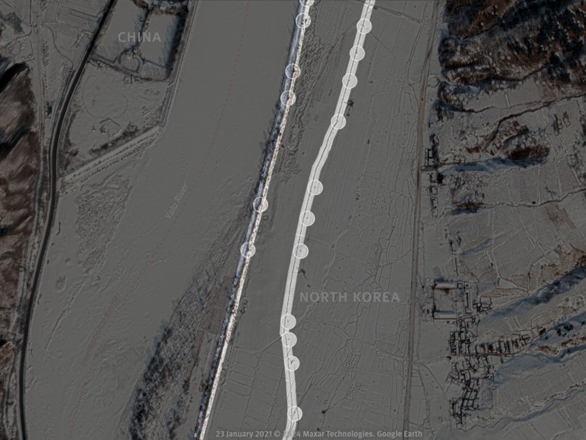 Satellite images show how North Korea has transformed its border with China