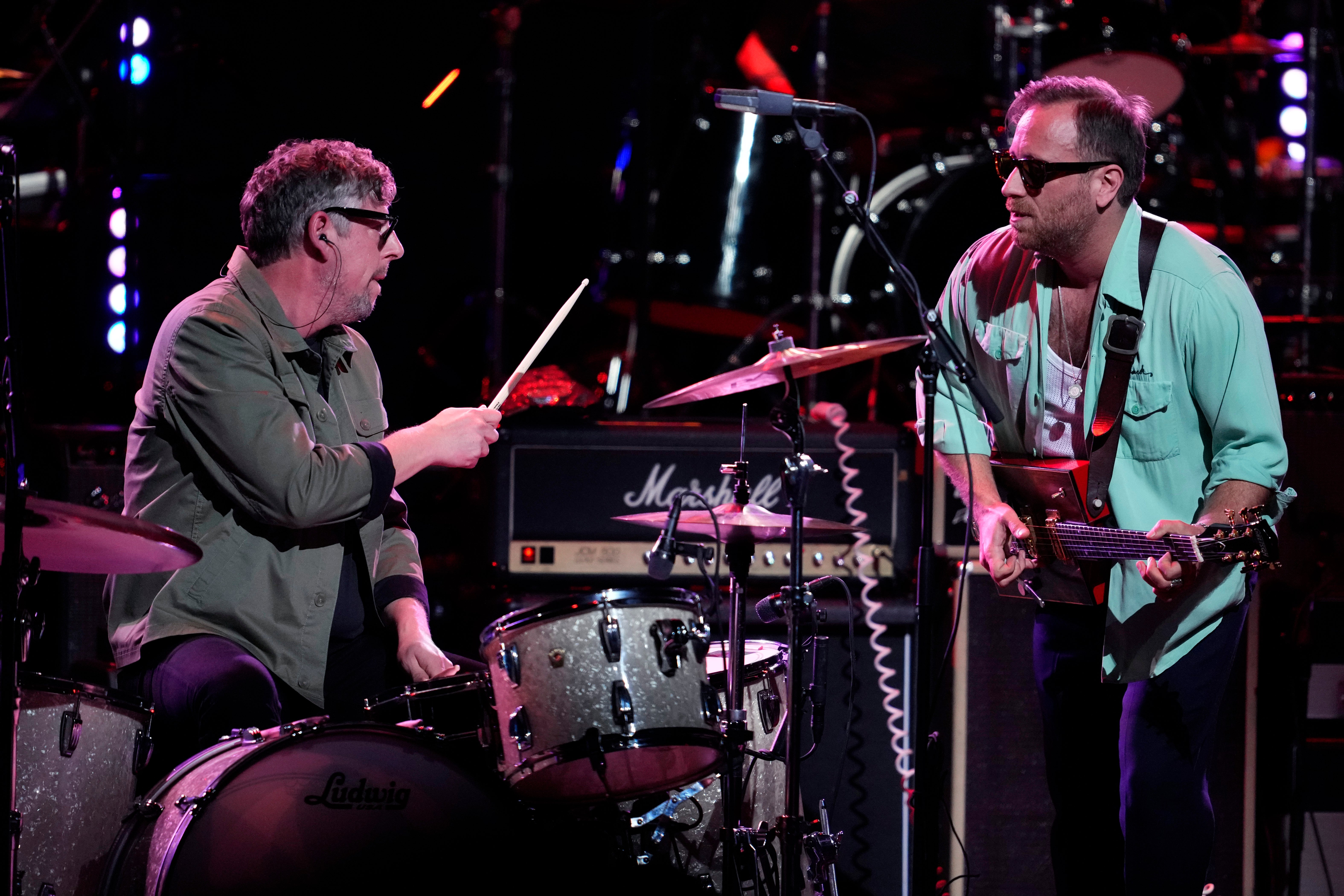 Patrick Carney, left, and Dan Auerbach, of The Black Keys, perform at the 2024 Love Rocks benefit concert in NYC for God’s Love We Deliver, at the Beacon Theatre in New York