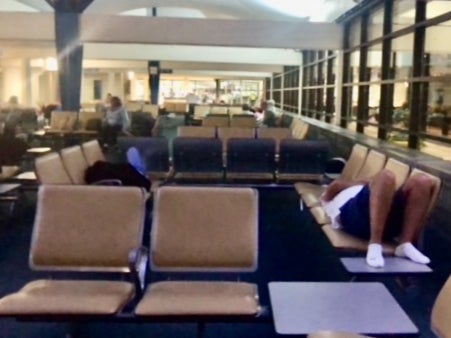 Night moves: Barbados airport lounge, where Tui passengers were stranded overnight