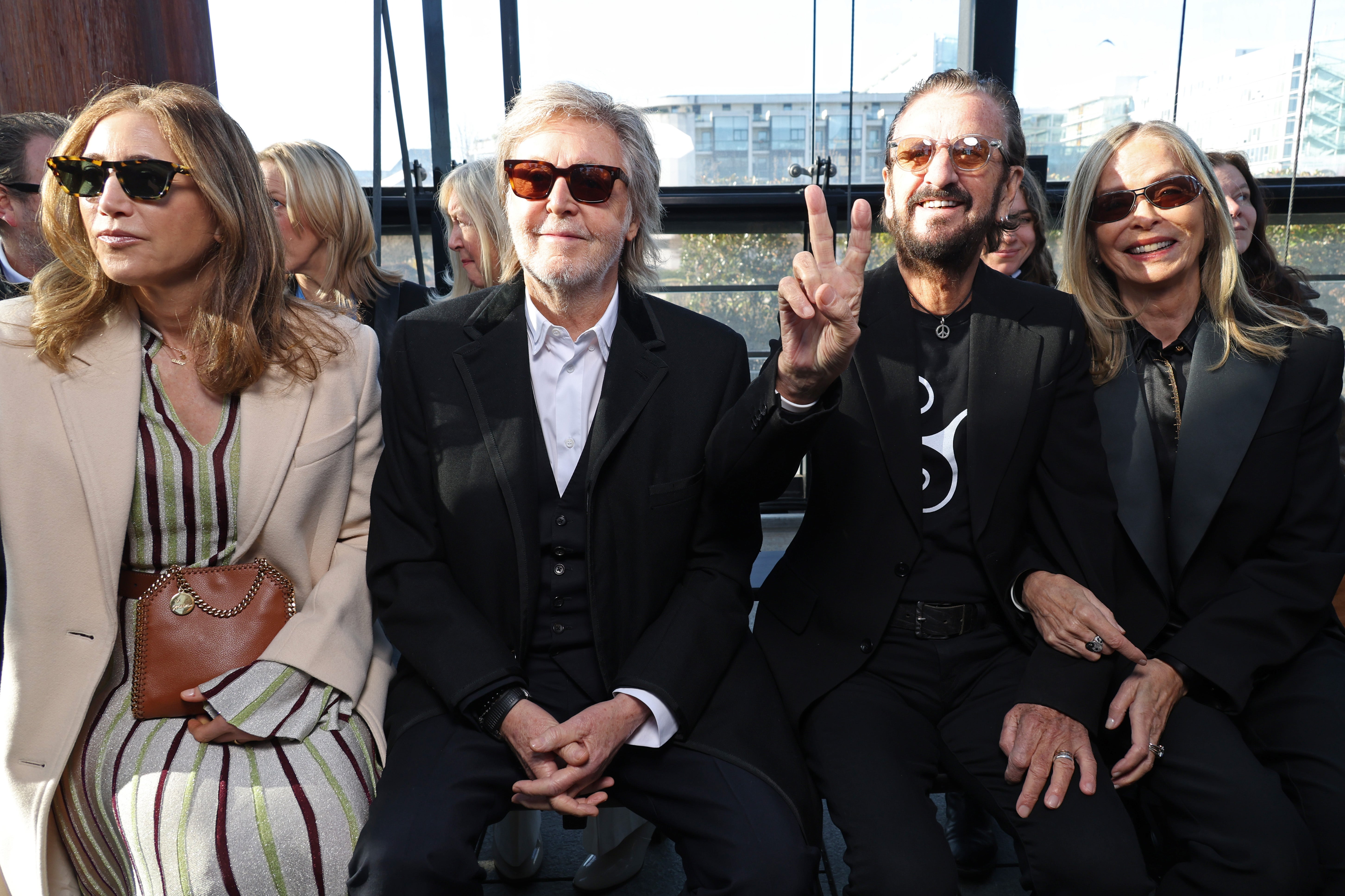 Nancy McCartney, Sir Paul McCartney CH MBE, Sir Ringo Starr and Barbara Bach attends the Stella McCartney Womenswear Fall/Winter 2024-2025 show as part of Paris Fashion Week