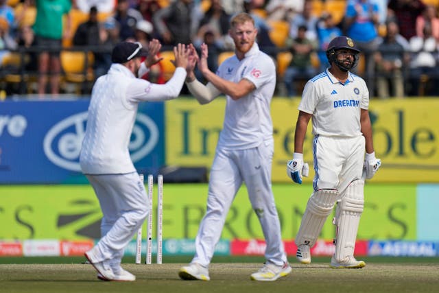 Ben Stokes’ first-ball wicket was “written in the stars”, according to Jeetan Patel (Ashwini Bhatia/AP)