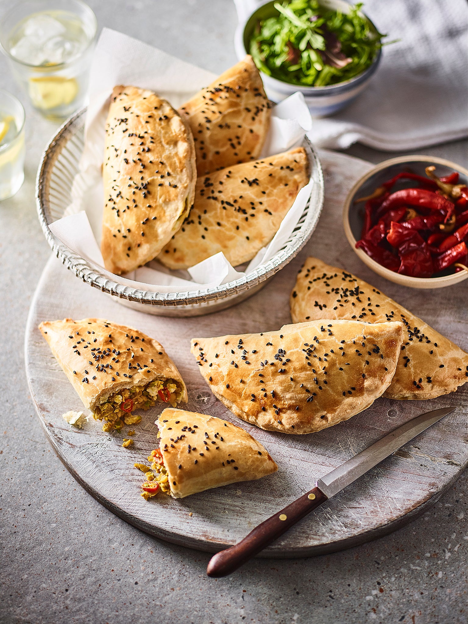 Add a touch of spice to your supper with these golden pasties filled with creamy feta and fragrant curry