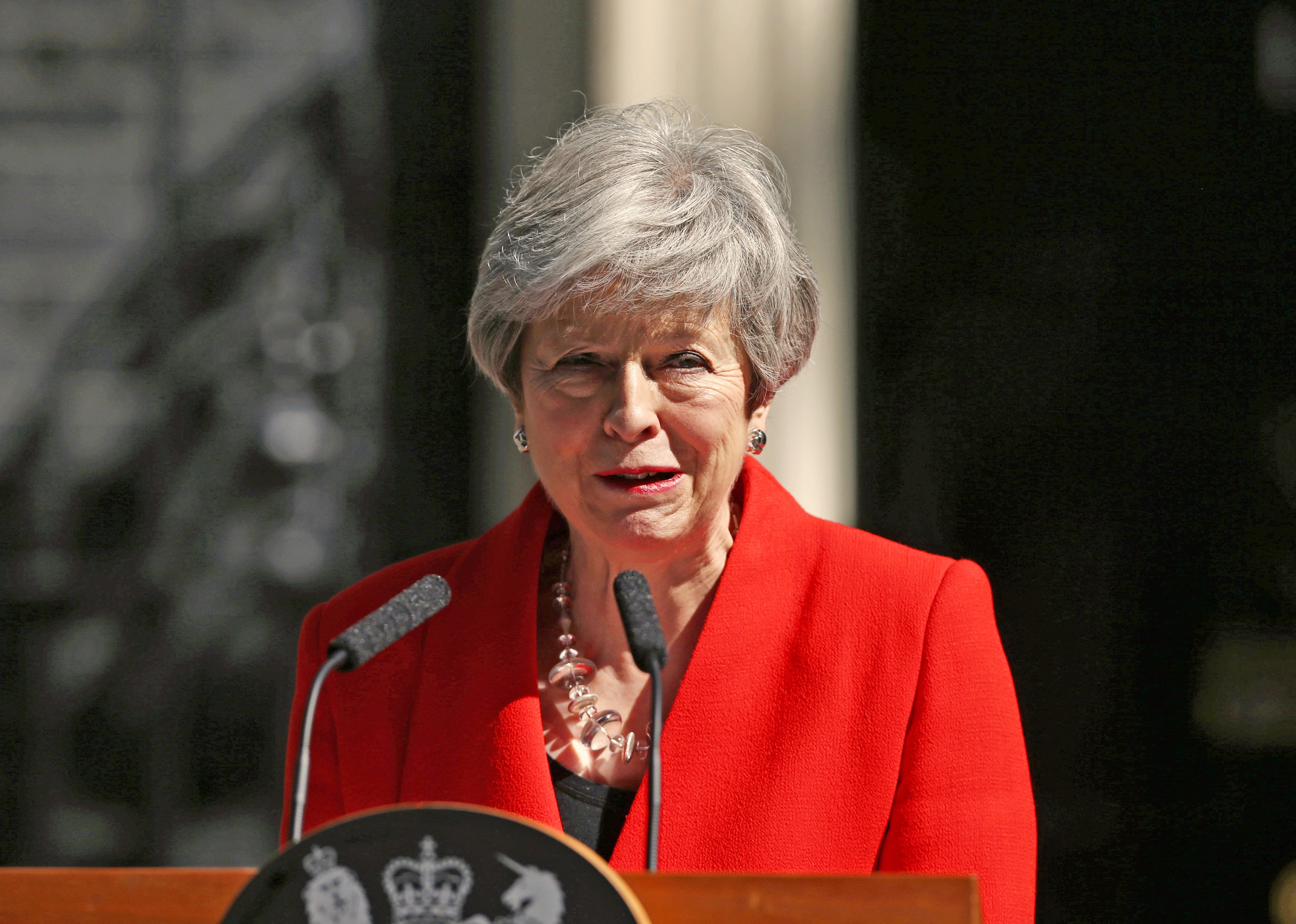 Theresa May announced her resignation from Downing Street in a tearful moment on 24 May 2019