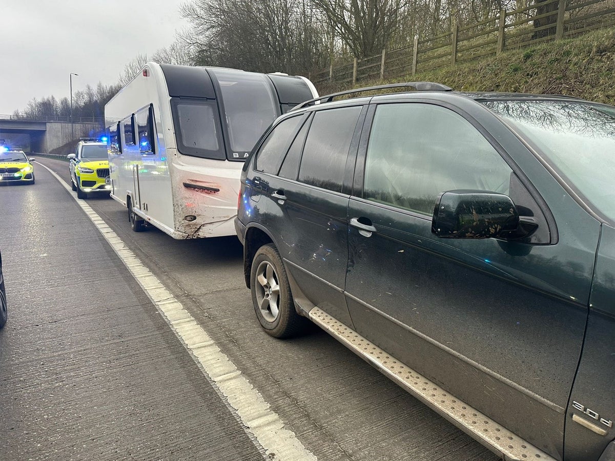 Boy, 11, stopped after driving a BMW and towing a caravan on M1