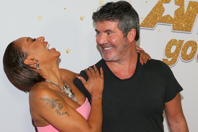 <p>Mel B with Simon Cowell at the live show red carpet for ‘America’s Got Talent’ season 13</p>