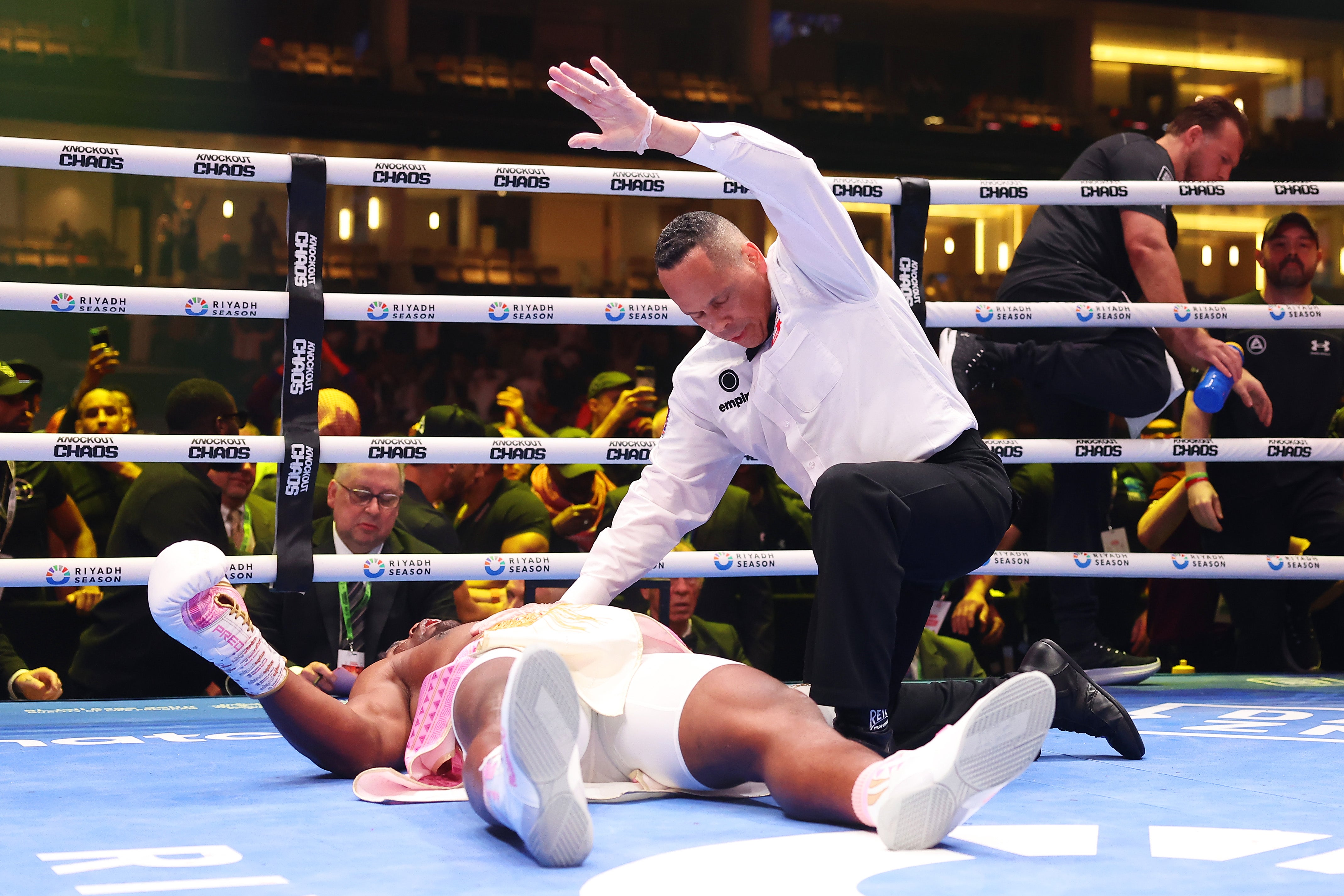 Francis Ngannou was knocked out by Anthony Joshua in Riyadh