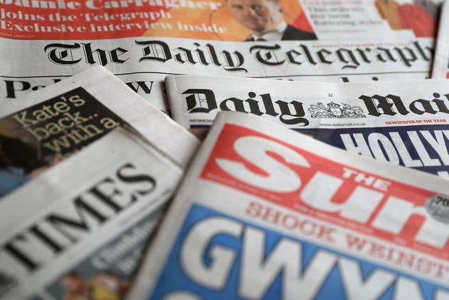 A collection of British newspapers (Peter Byrne/PA)