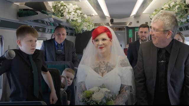 <p>Couple get married on special train service</p>