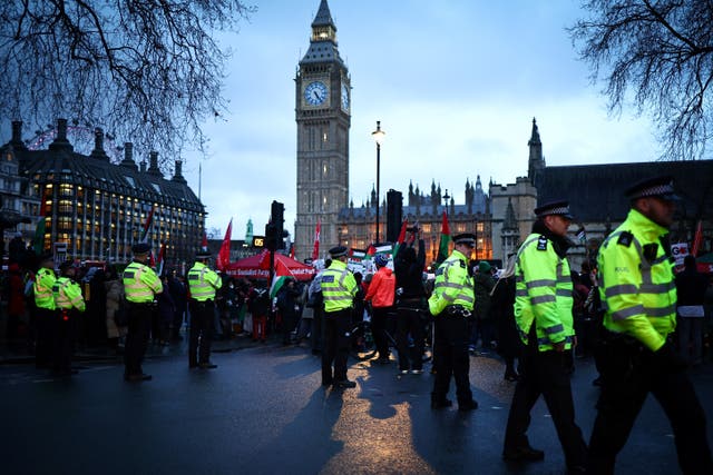 <p>Met Police officers during a pro-Palestinian protest </p>