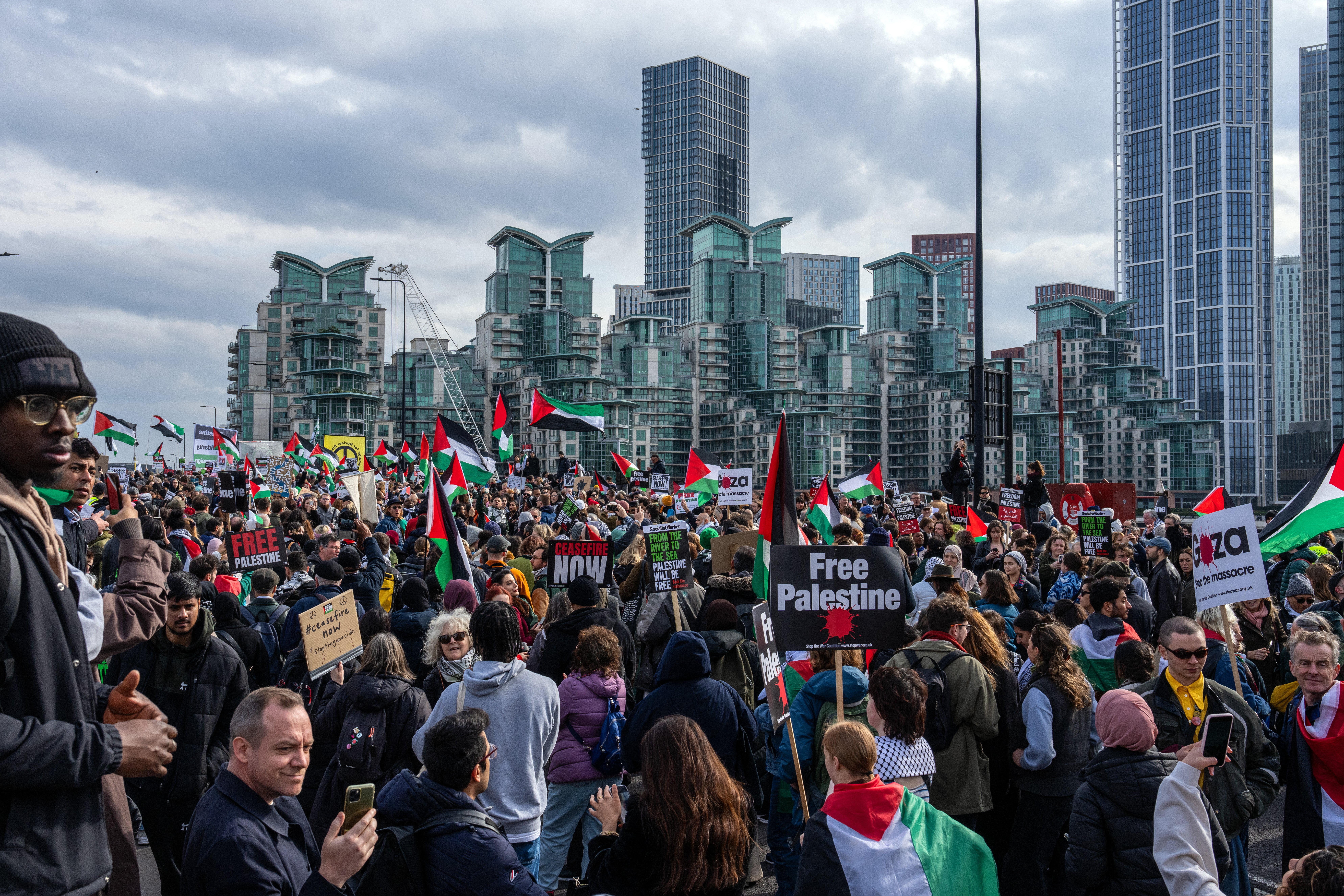 Protesters march in support of Gaza
