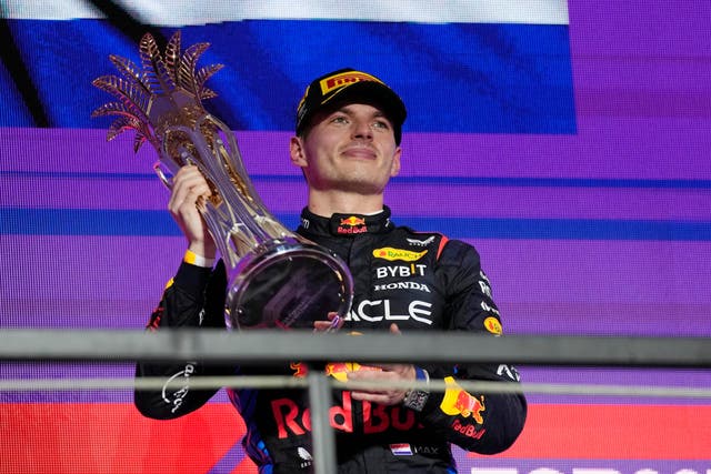 Max Verstappen won Saturday’s Saudi Arabian Grand Prix (Darko Bandic/AP)