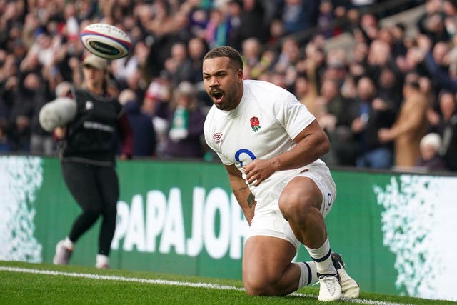 Ollie Lawrence scored England’s first try against Ireland (Mike Egerton/PA)