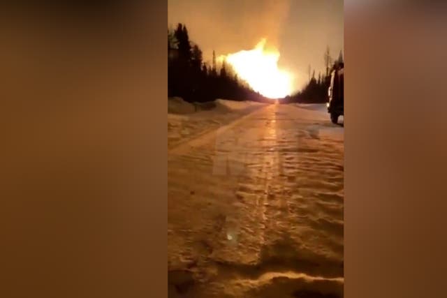 <p>Russian gas pipeline explodes in huge fireball blast amid series of ‘Ukrainian strikes’</p>
