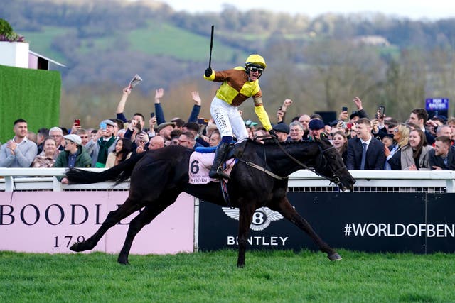 <p>Jockey Paul Townend and Galopin des Champs win the 2023 Cheltenham Gold Cup</p>