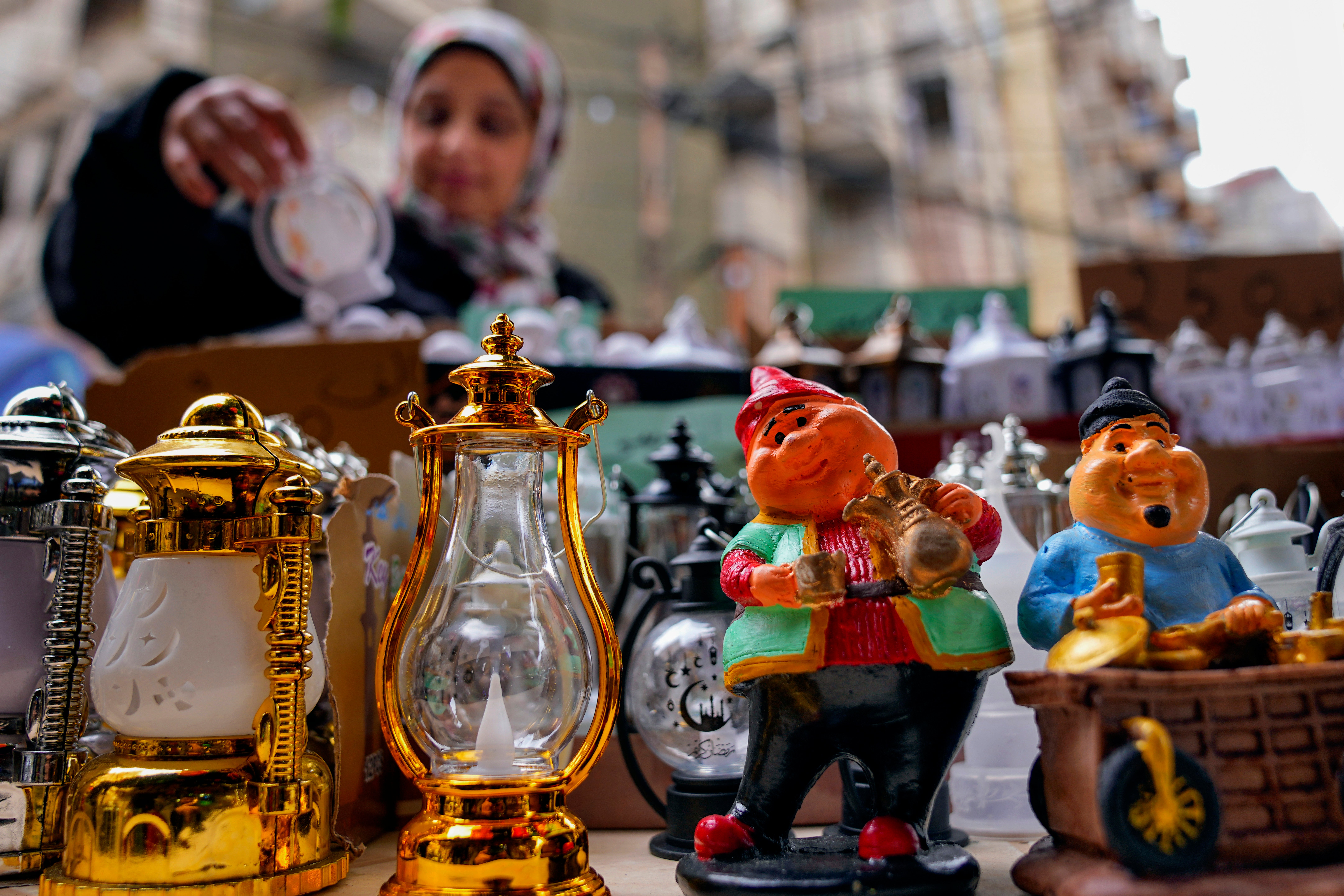 A woman shops for decorations for the Muslim holy month of Ramadan at a shop in Beirut, Lebanon
