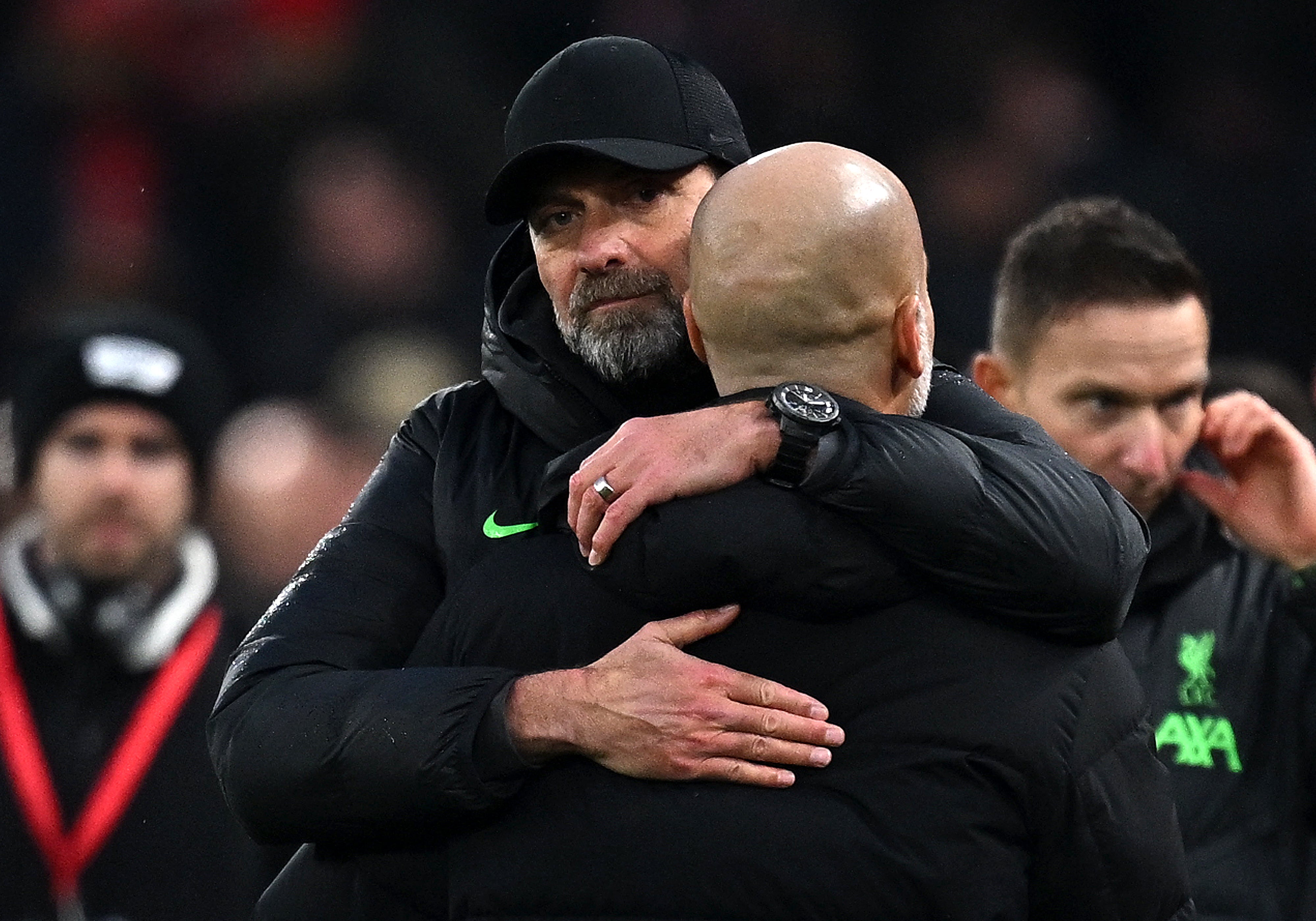 Klopp and Guardiola embrace