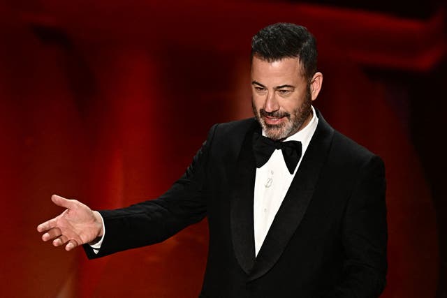 <p>Time for a change: Jimmy Kimmel delivers his opening monologue at the 96th annual Academy Awards</p>
