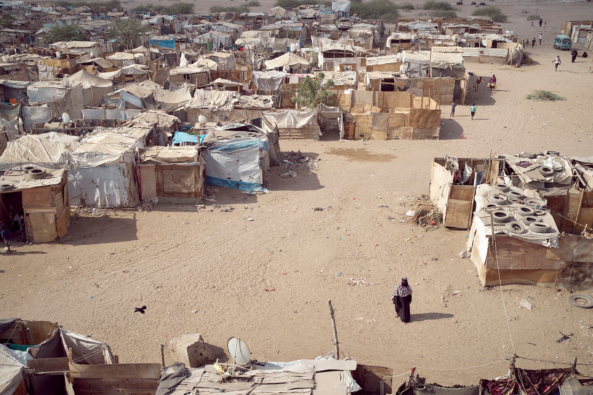 The Ammar Bin Yasser site in the Dar Sa’ad district, Aden. More than four million internally displaced people are estimated to live in more than 1,700 sites across Yemen