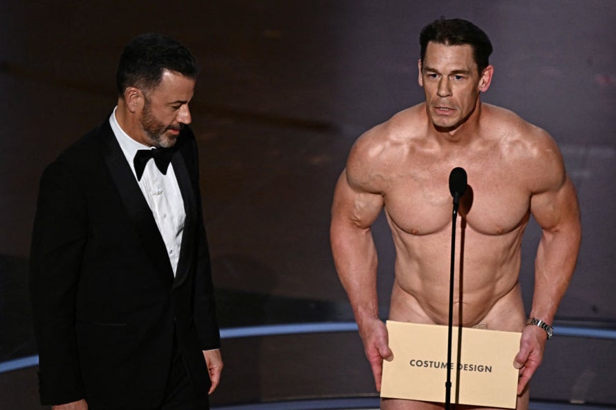 Kimmel with a naked John Cena during the Oscars