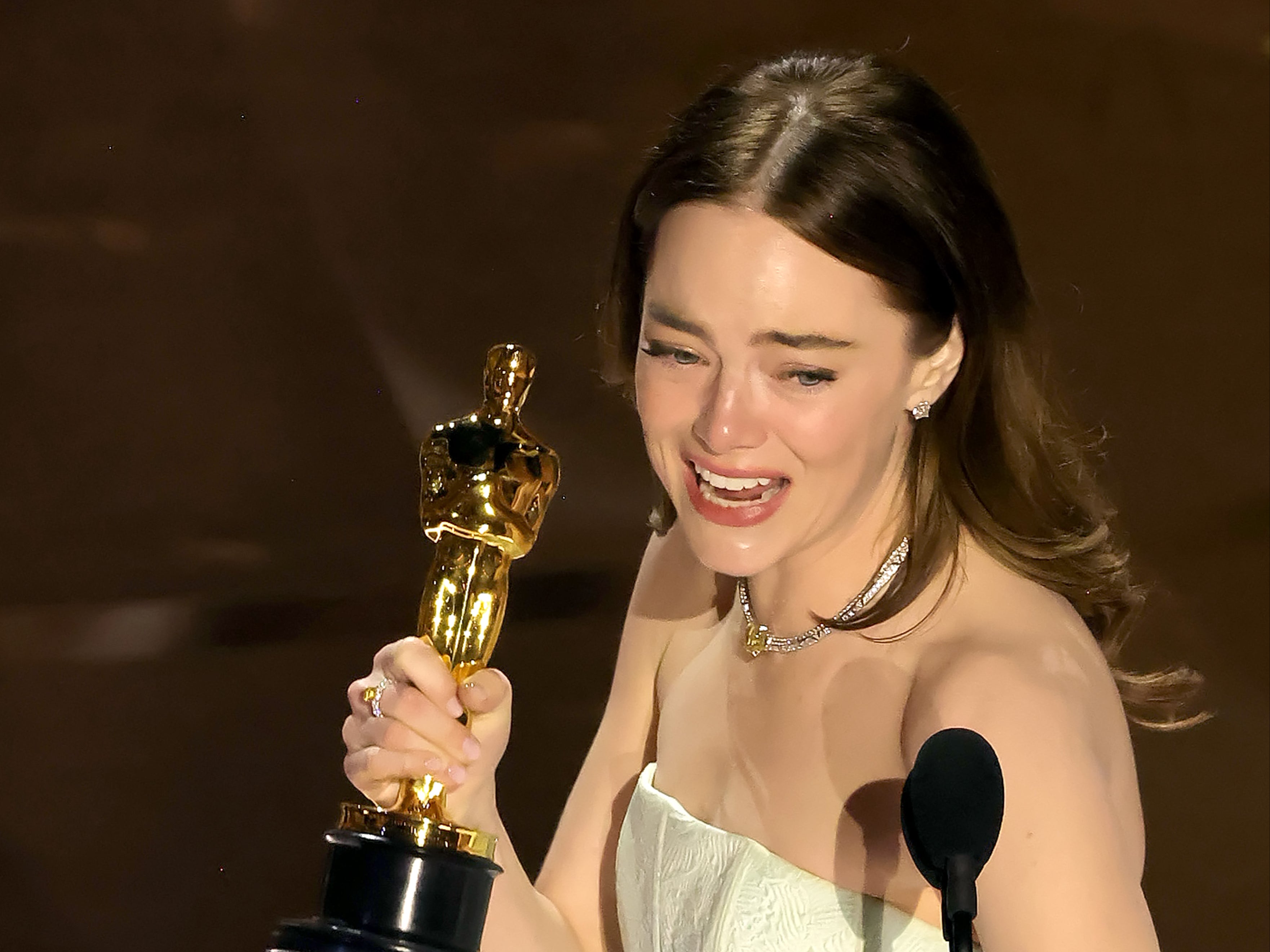 Emma Stone accepting her Oscar for ‘Poor Things’