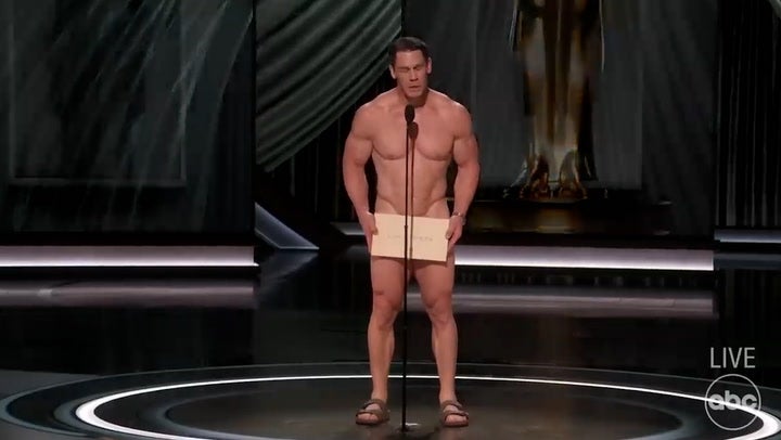 John Cena presents Oscar Best Costume award naked.