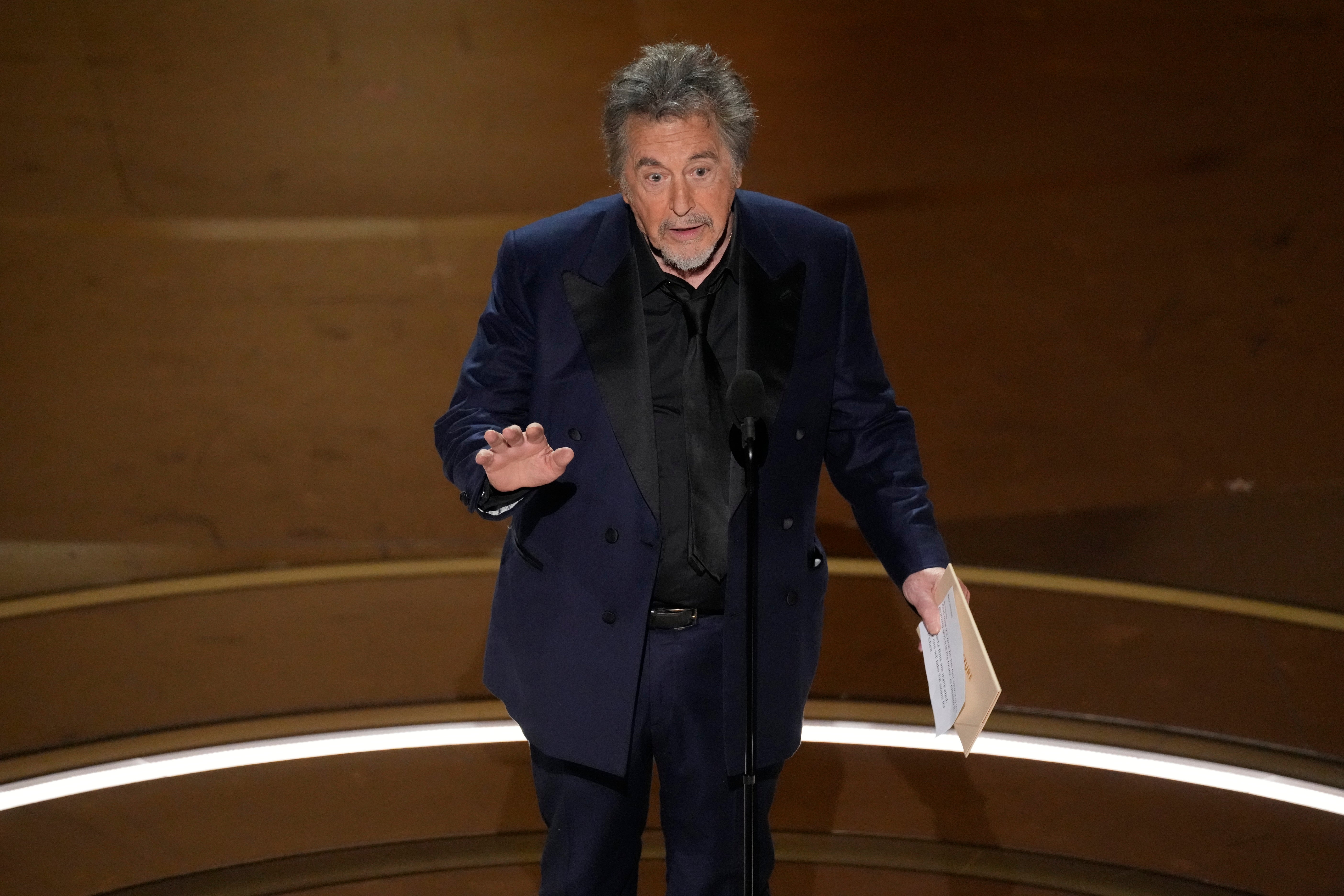 Al Pacino presents the Academy Award for Best Picture in March 2024