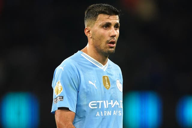 Rodri is embracing the challenge of securing a fourth successive Premier League title at Manchester City (Martin Rickett/PA)