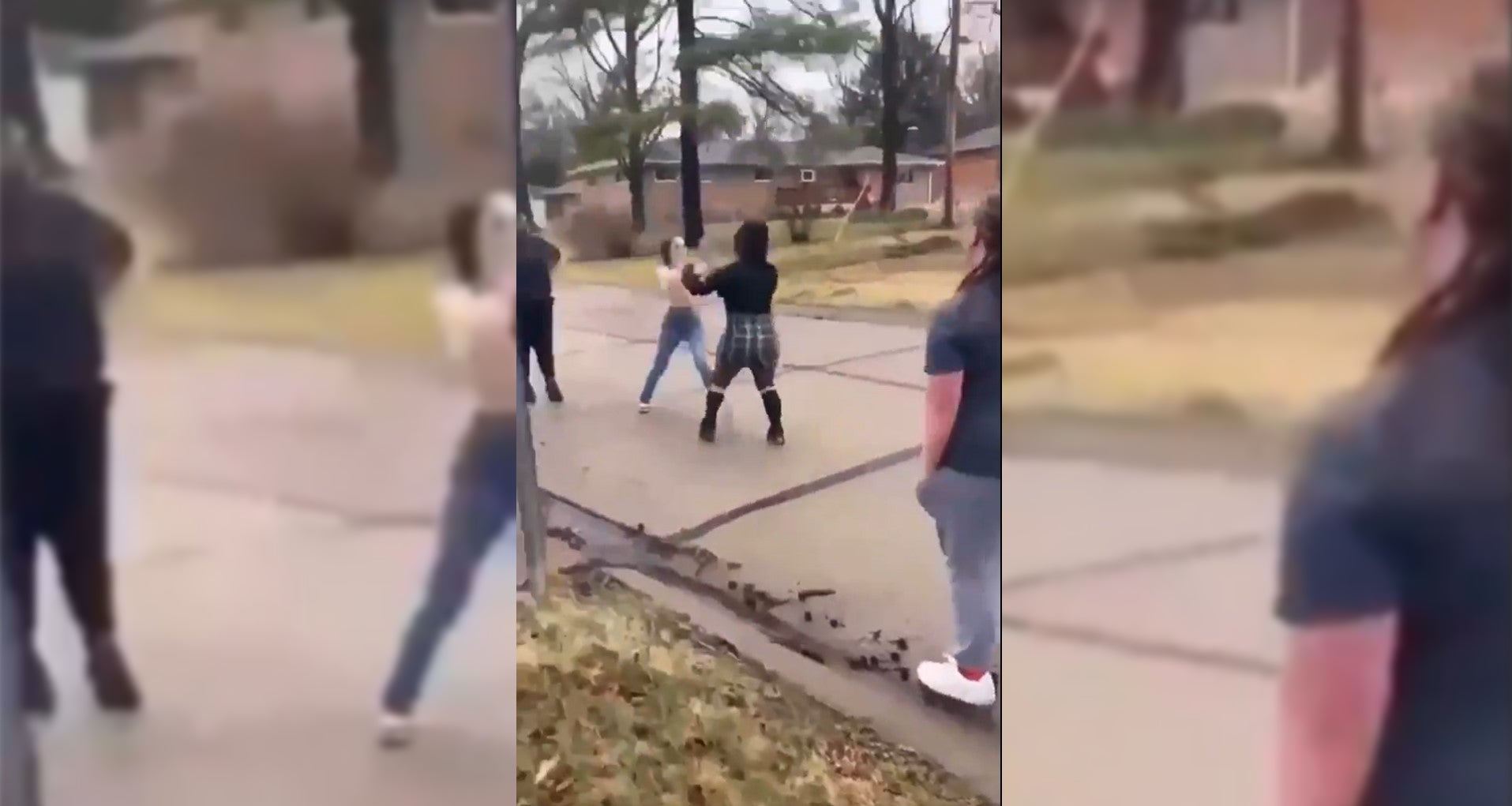 A viral video showed the moment a fight near a school in St Louis left a teenage girl with critical injuries
