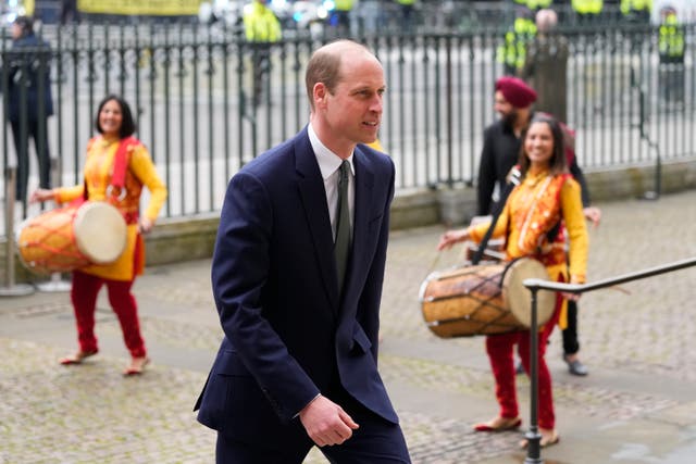 <p>Prince William arrives to attend the annual Commonwealth Day Service of Celebration at Westminster Abbey in London</p>