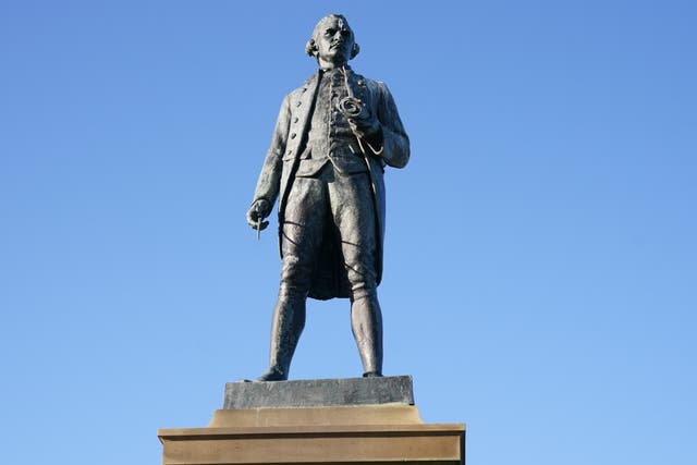 <p>The memorial statue for Captain James Cook in Whitby, Yorkshire</p>