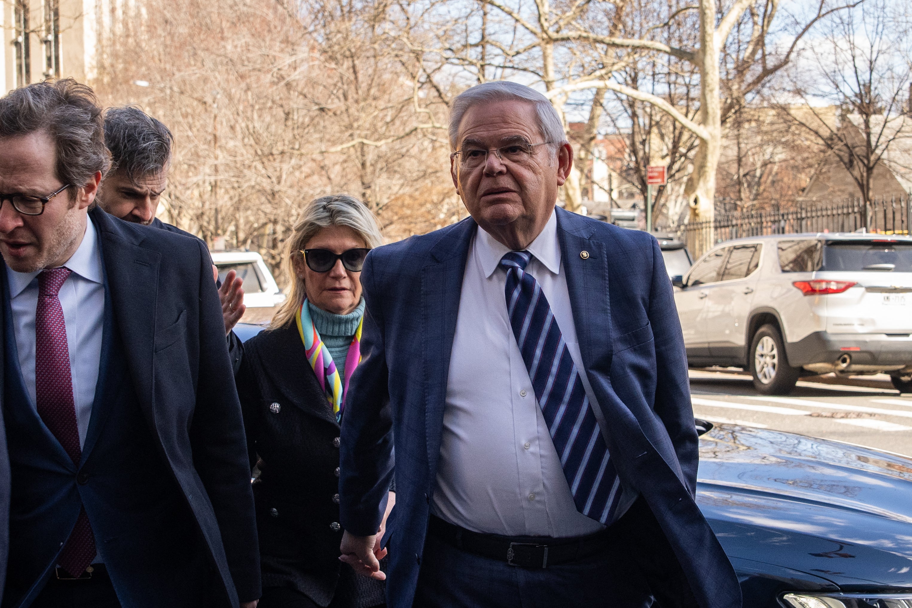 US Senator Bob Menendez arriving with his wife Nadine Menendez at Manhattan Federal Court, in New York City for his arraignment in March