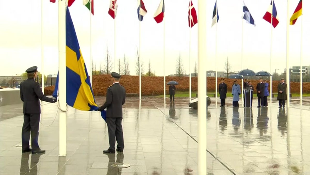 Sweden's flag raised at NATO headquarters, cementing its