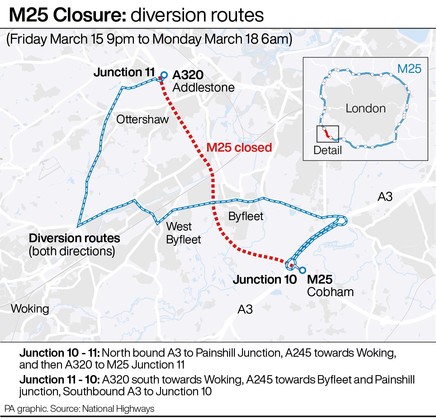 M25 Junctions 10 And 11 Closure Map And Diversions This Weekend The 