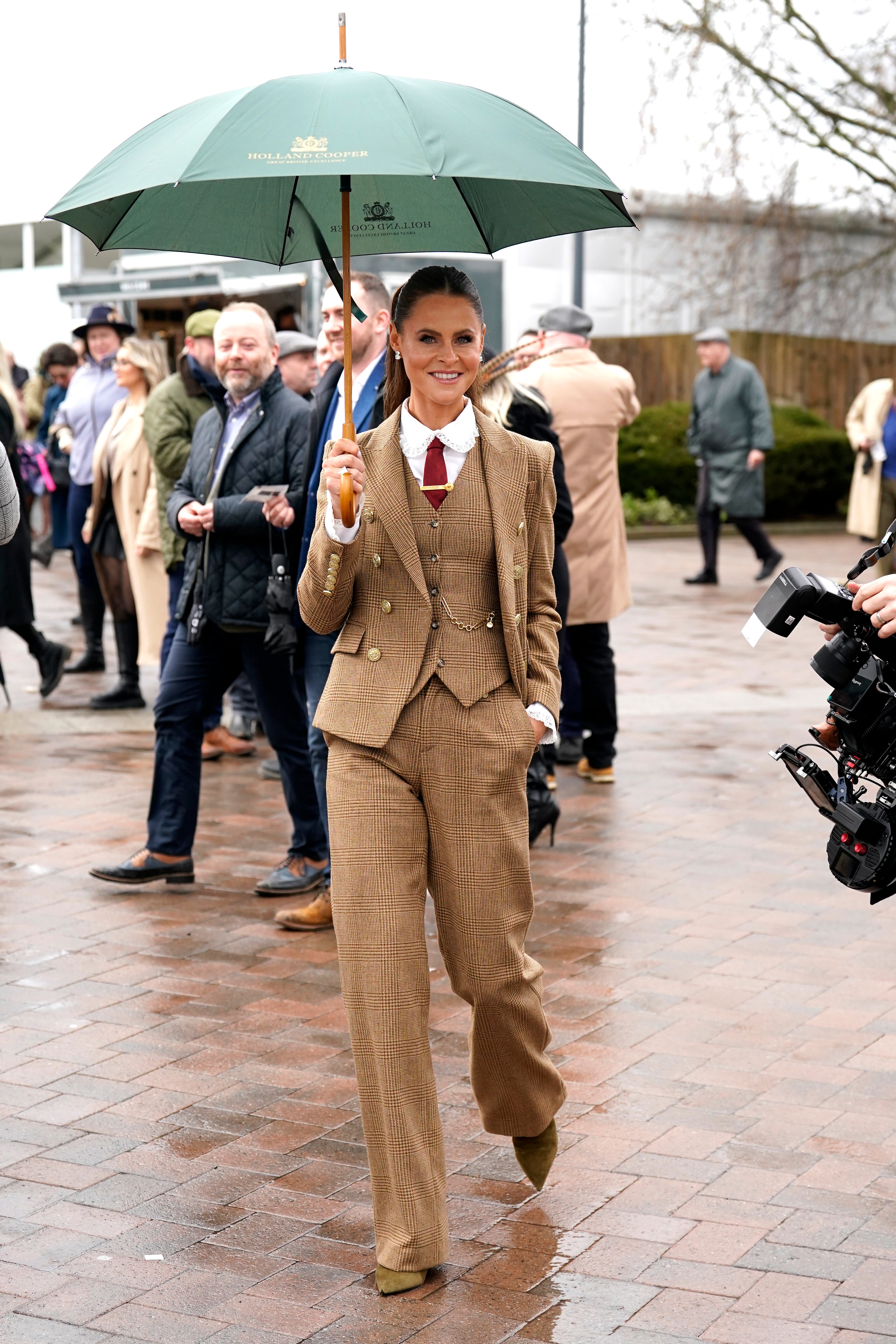 Fashion-forward: designer Jade Holland Cooper wears an eye-catching trouser suit