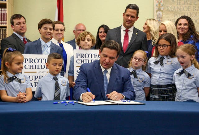 <p>Florida Governor Ron DeSantis is picturing signing what opponents called the ‘Don’t Say Gay’ law in March 22. </p>