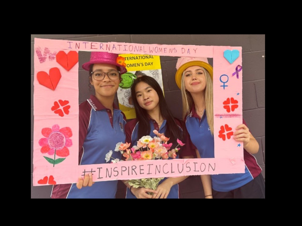 <p>Photo from the Stretton State College Facebook page. The Brisbane school was slammed for including nappy-changing as one of the activities to mark International Women’s Day</p>