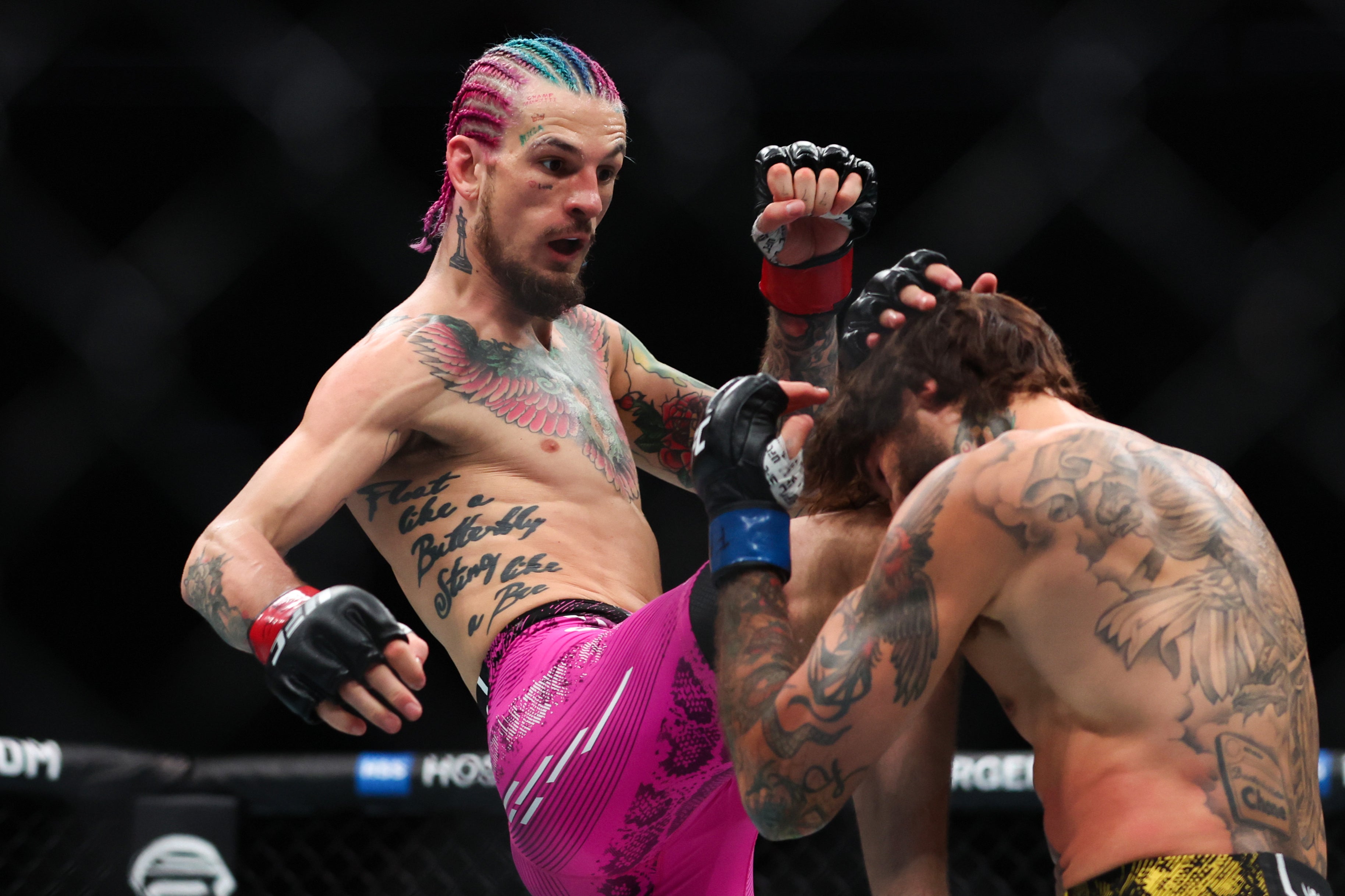 Sean O’Malley (left) during his win over Marlon Vera in March