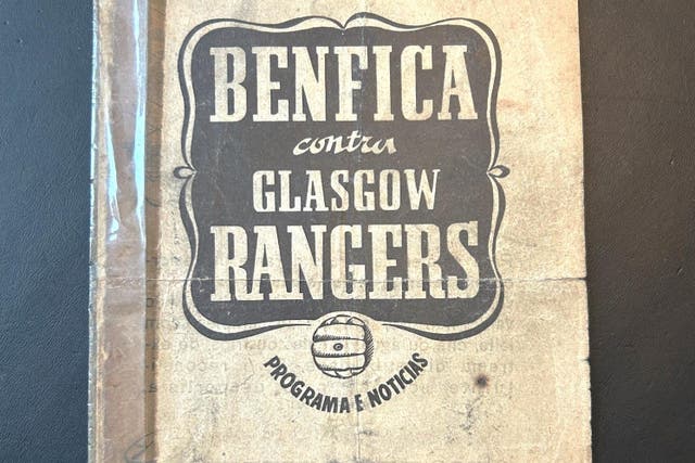 The programme from the 1948 friendly between Benfica and Rangers (PA)