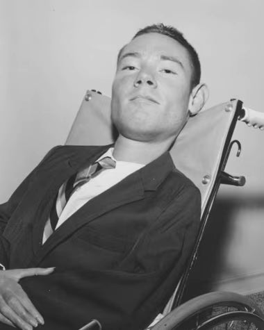Paul Alexander as a young man, outside his iron lung