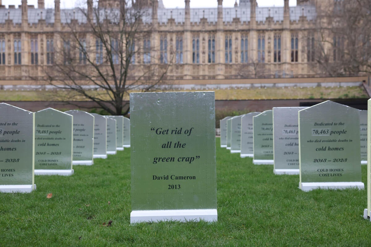 The stunt included mocked up graves for environmental hopes
