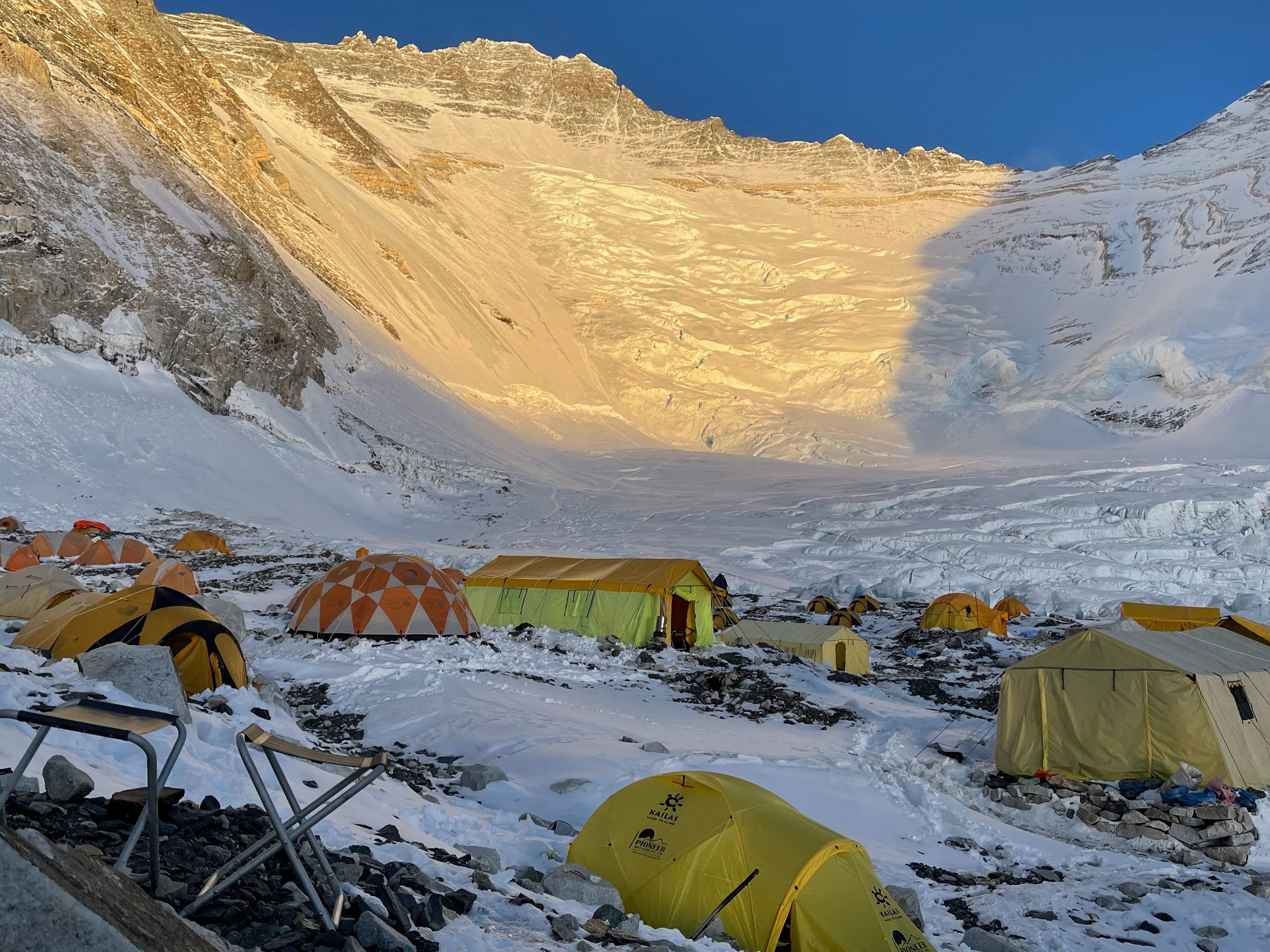 Mountaineers’ tents at Camp 2 of Mount Everest