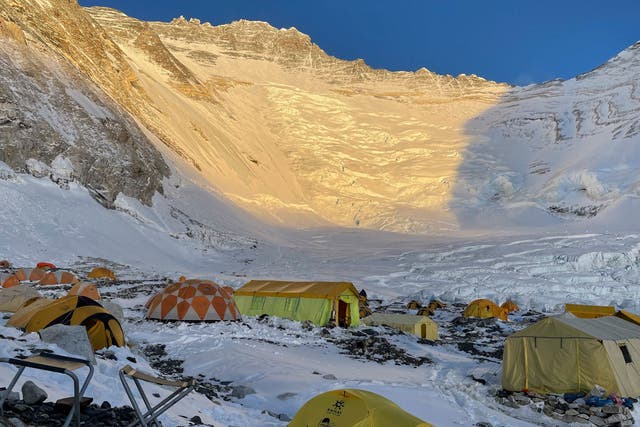 <p>Mountaineer’s tents at Camp 2 of Mount Everest</p>
