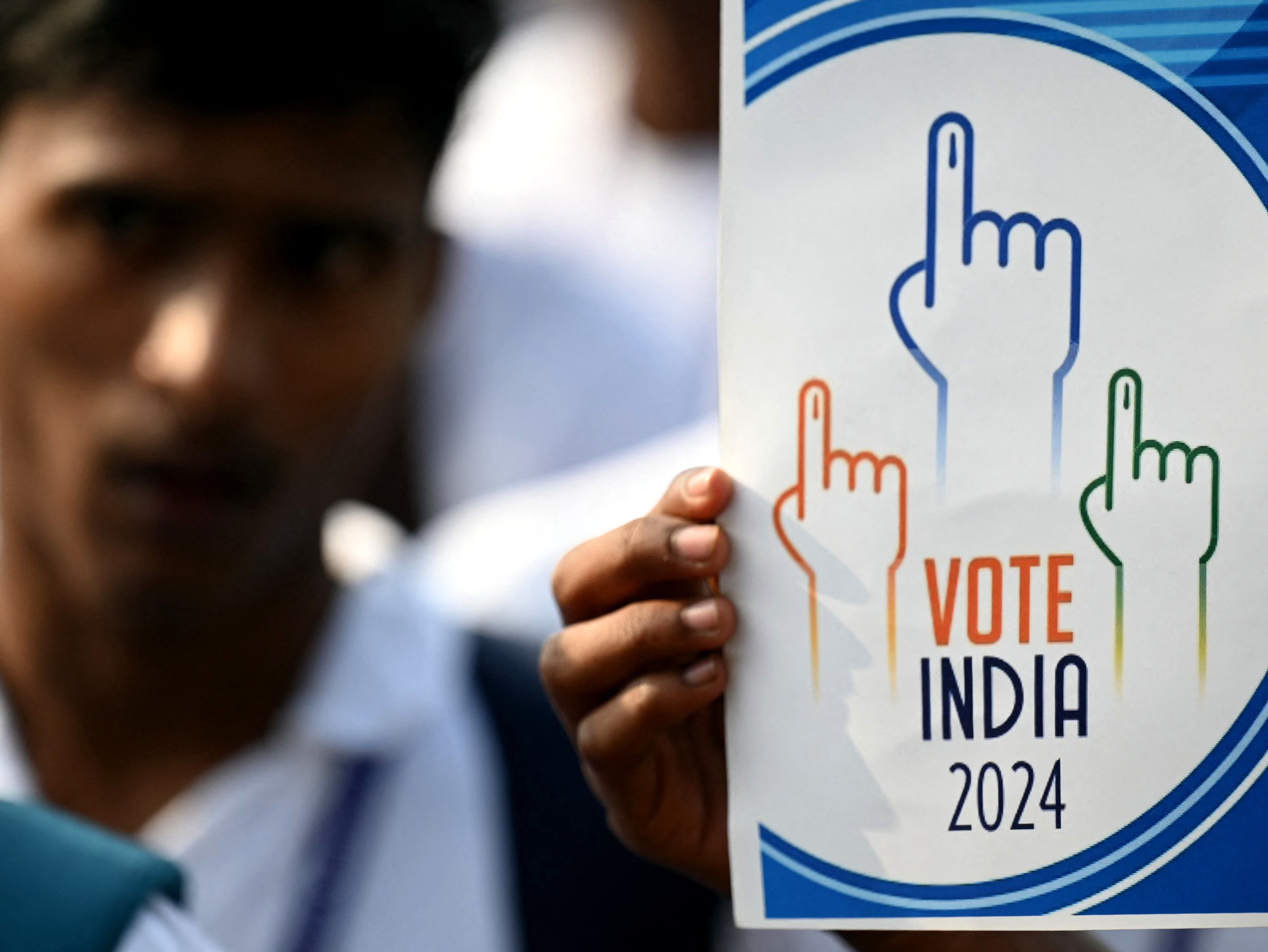 Students participate in a rally to create awareness about the importance of voting ahead of India’s national elections, in Chennai, on 9 March 2024