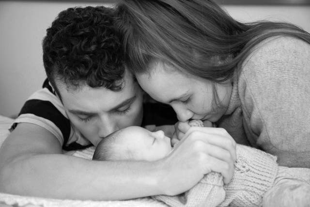 <p>Jonny and Robyn Davis, with their second baby Orlando Davis, who was born by emergency caesarean section at Worthing Hospital on September 10 2021 but died 14 days later </p>