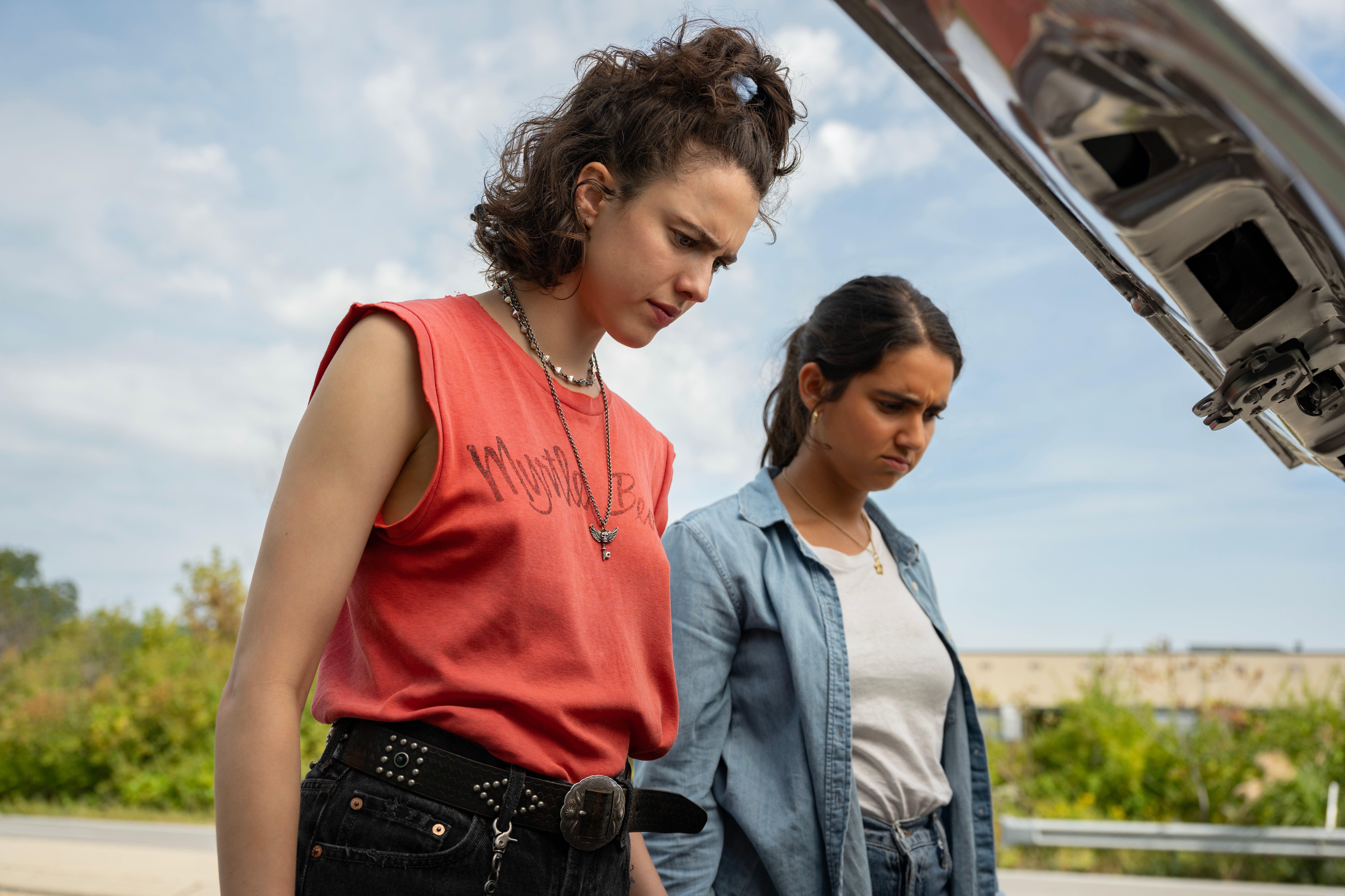 The dolls: Margaret Qualley and Viswanathan in ‘Drive-Away Dolls’