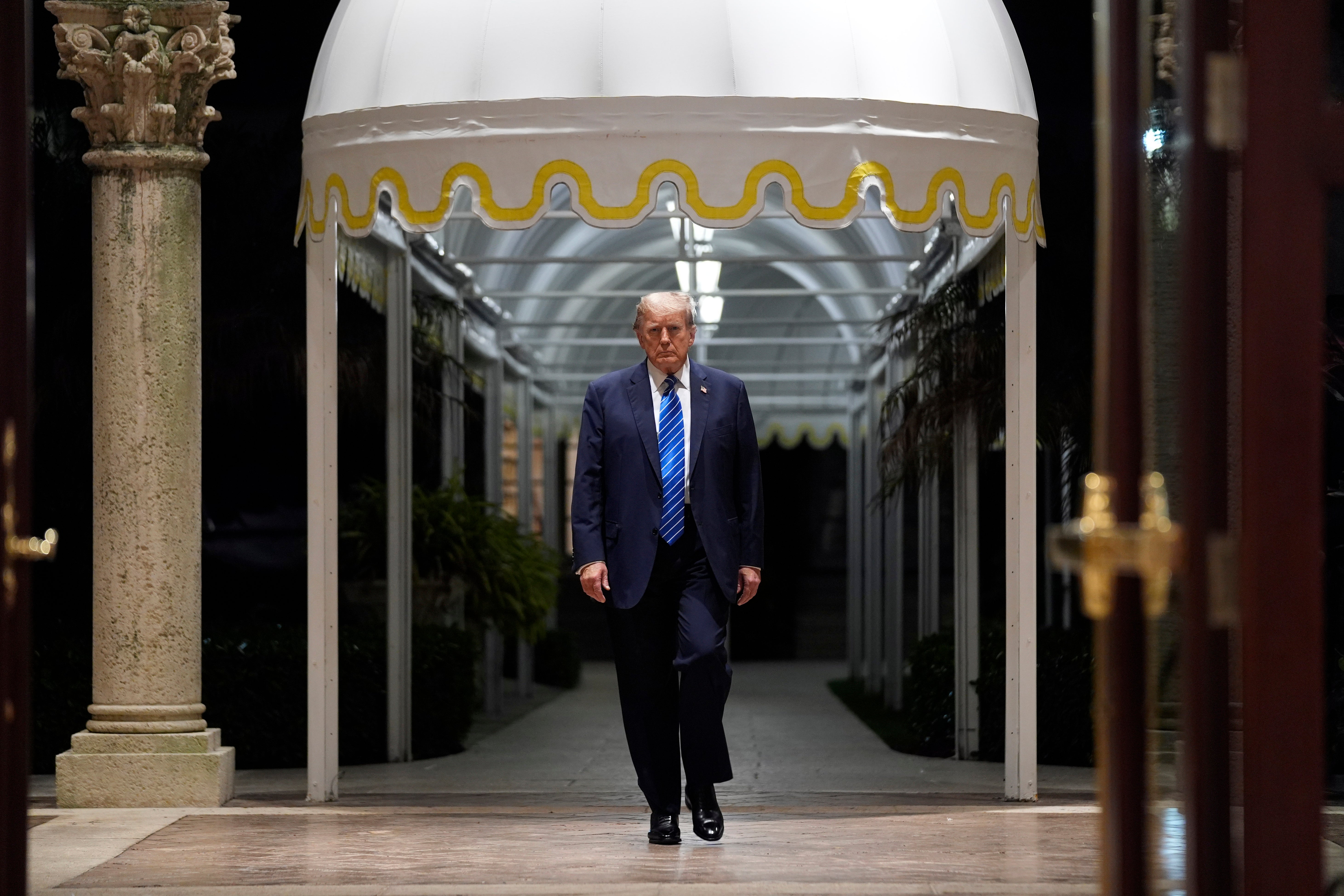 Donald Trump appears at his Mar-a-Lago property in Florida on 5 March.