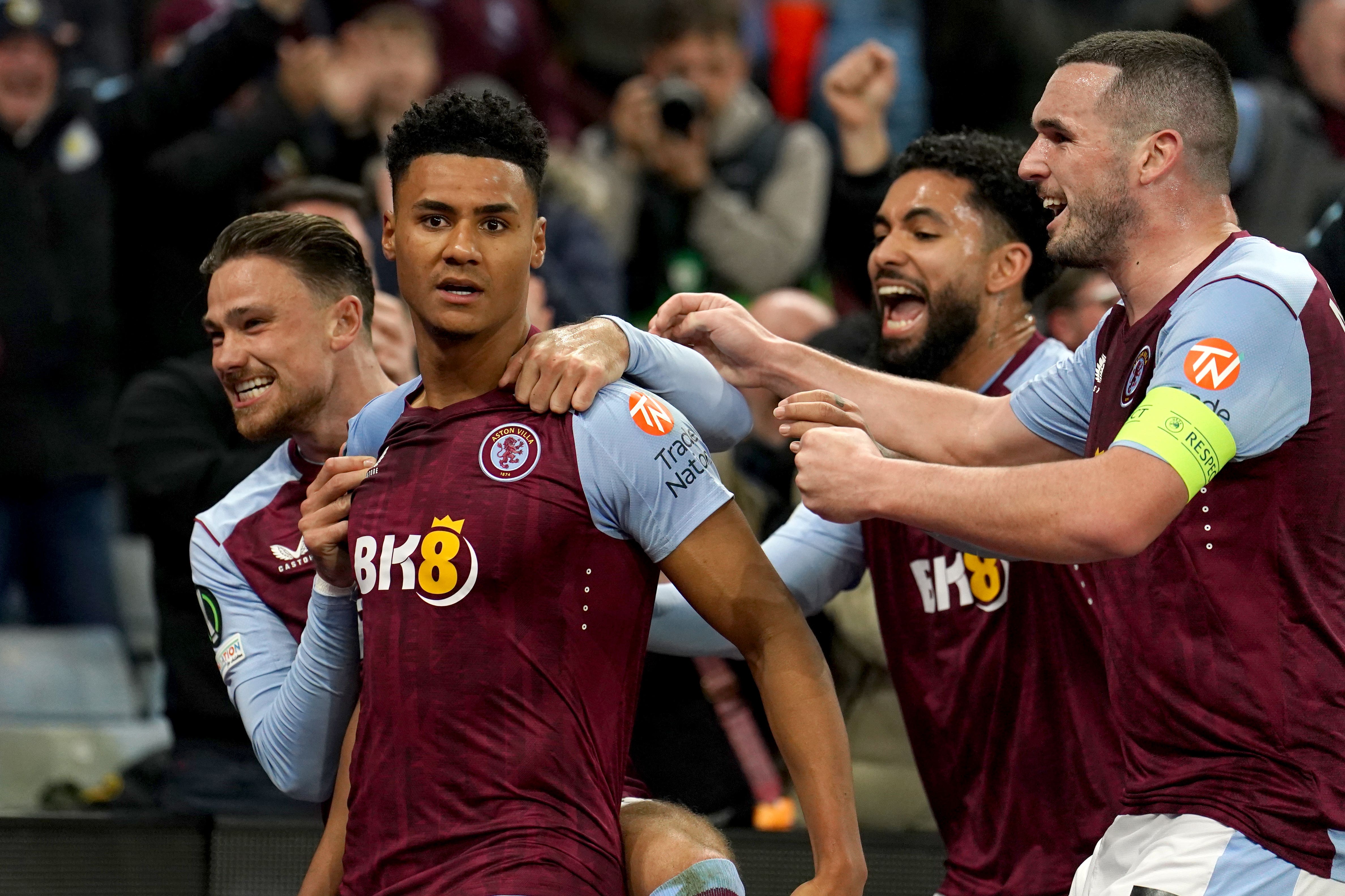 Ollie Watkins (second left) was injured on Thursday night (Martin Rickett/PA)