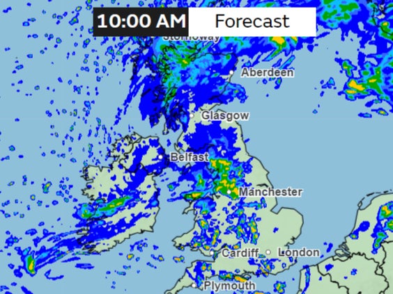 Rainfall forecast for Friday morning