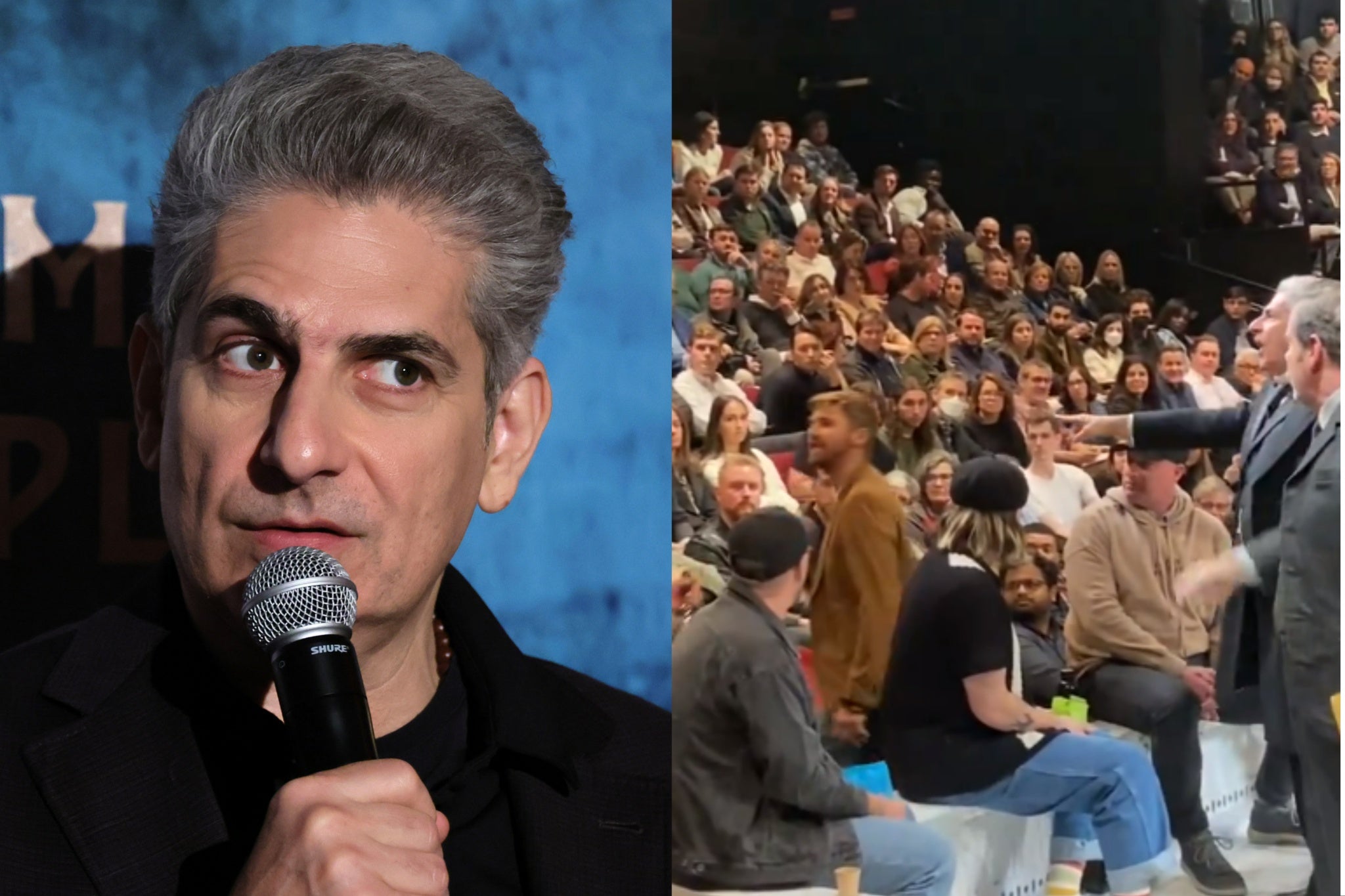 Michael Imperioli shouts at Broadway protester